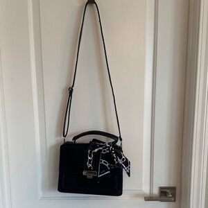 Aldo Black Crossbody Bag with Scarf Accent